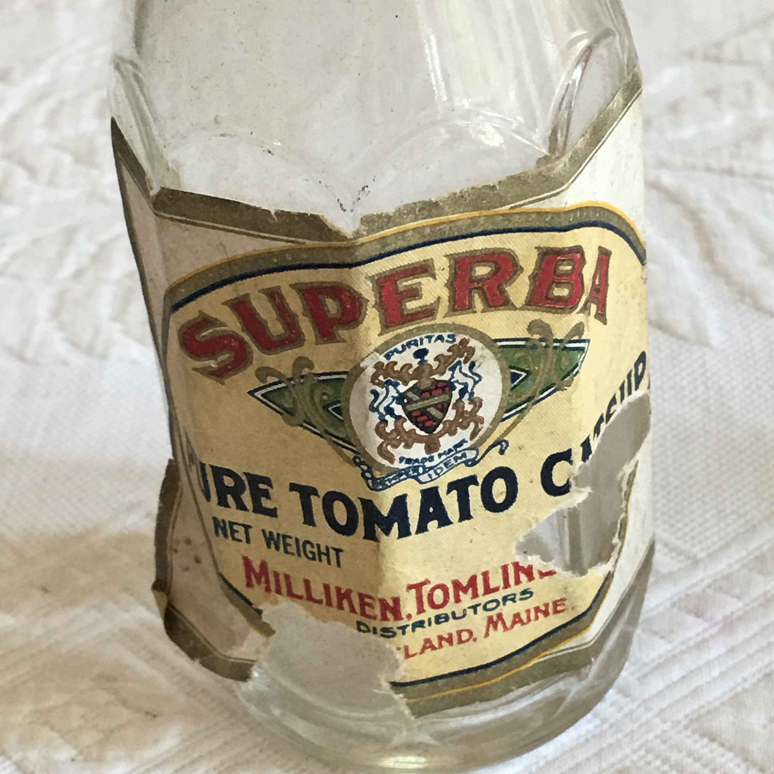 Vintage Superba Pure Tomato Ketchup Glass Bottle