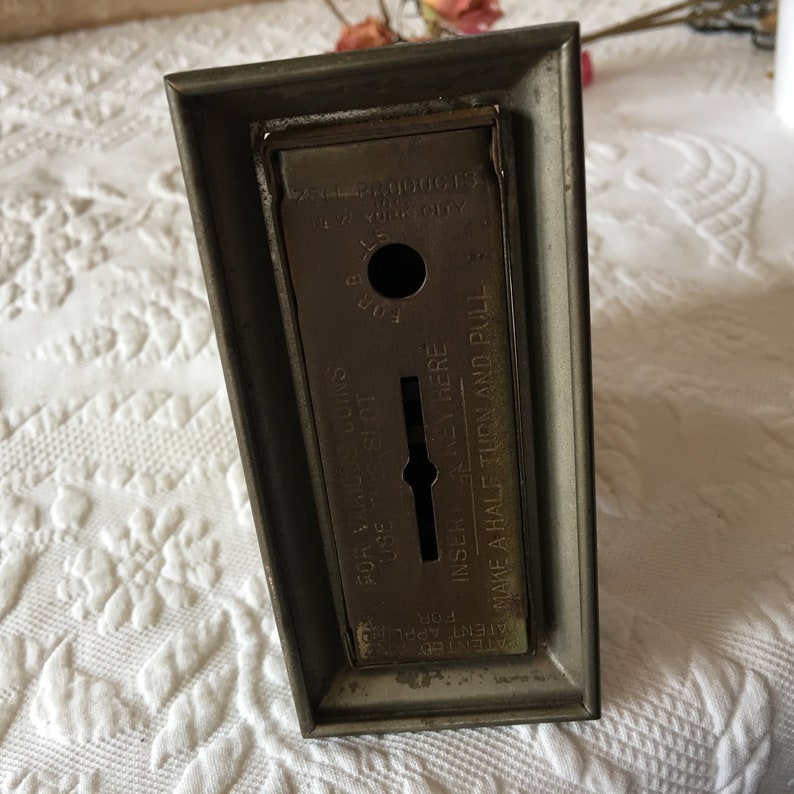 Art Deco Style Metal Desk Picture Frame With Slot in Bottom for Coins Old Picture In Frame. Vintage Picture Frame Bank