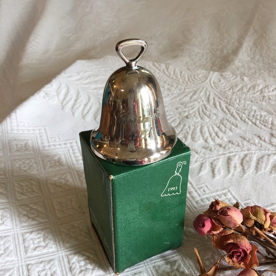 u*i様 1987 Christmas Bell Reuge オルゴール Vintage 1981 Reed & Barton Silver Plate Bell. Christmas Bell. or