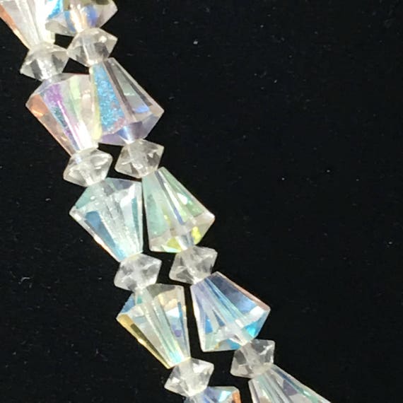 Vintage Cut Glass Crystal Bead Double Choker Necklace… Gem