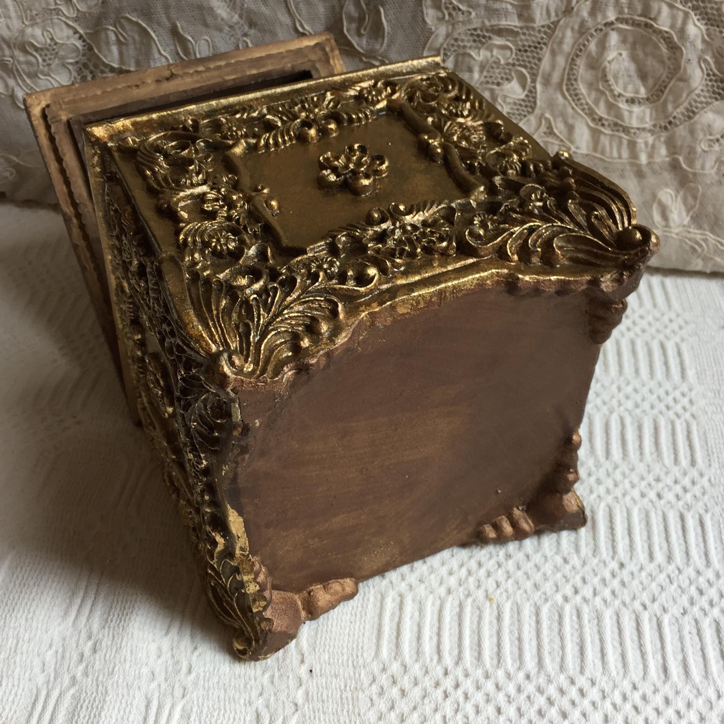 Vintage Gold Molded Composite Box With Legs on Bottom. Fancy Molded ...