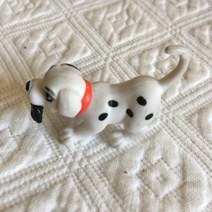 Vintage Disney Dalmatian Dog Miniature Figurine. Made in China. Great Dog for the Doll House. Dalmatian Puppy Causing Trouble.