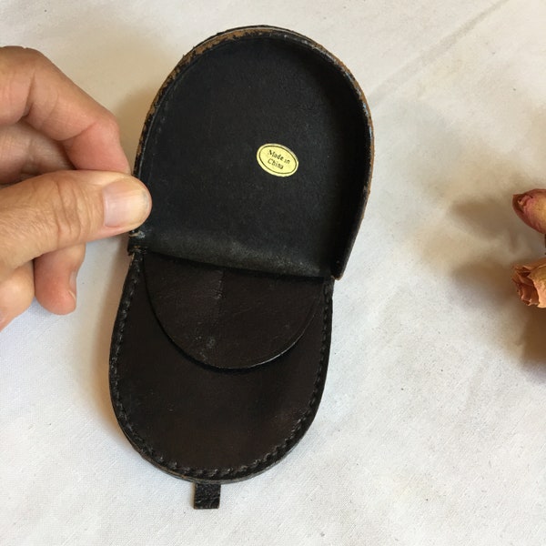 Vintage Folding Leather Coin Purse. Usually Used by a Man. Coins Under Flap and Paper Money Folded Behind. Then Both Folded Into Cover.