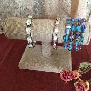 Display Linen Bracelet Jewelry Display in Beige Linen. Well Made Bracelet Display.
