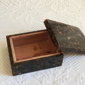 Vintage Cedar Lined Wood Box w/ Mica Infused Polymer 1/4" Deep Finish. You Can See Into the Finish for Layers of Interest. Mans Jewelry Box.