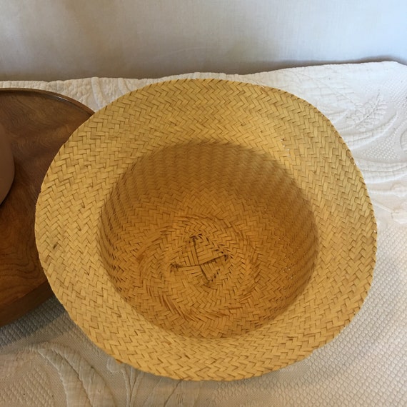 Vintage Light Weight Helmet Style Straw Hat With … - image 5