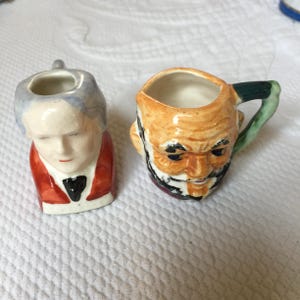 Vintage Toby Miniature Mugs. Choose Your Toby Mini Mug to Display on Miniature Shelf. Made in Japan.