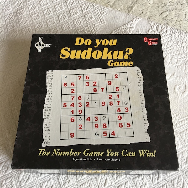 Vintage Sudoku Game with Cardboard Number Tiles and Plastic Ridged Card Cover to Hold Tiles in Place. Do you Sudoku? Game University Games.