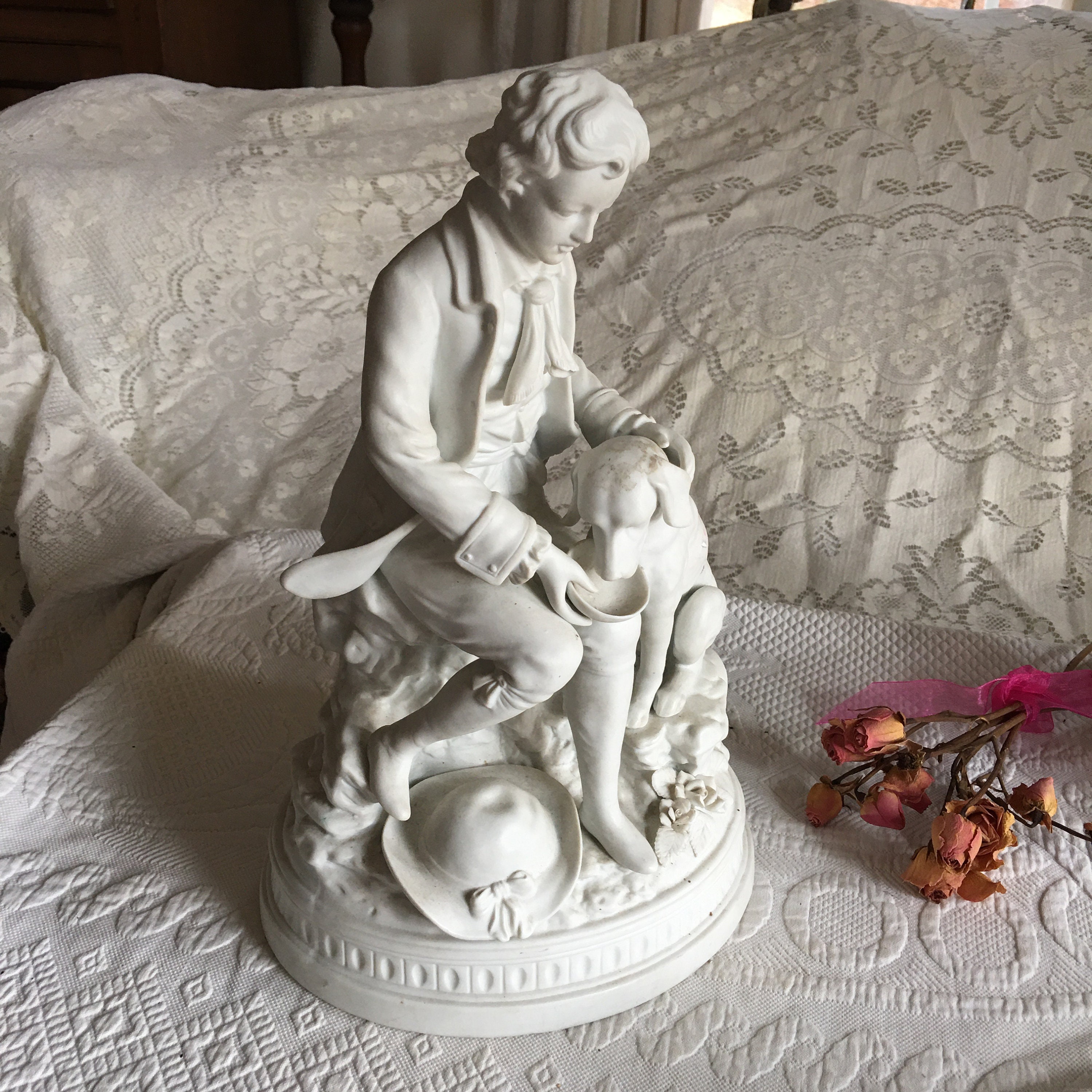 Andrea by Sadek 7154 10â Figurines Set of 2 Boy and Girl with Dogs Vintage - tropicalexpressllc.com