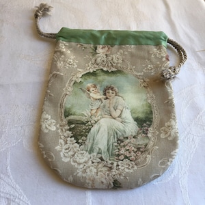 Handmade Cotton and Silk Reticule With Artist Designed Fabric, White ...