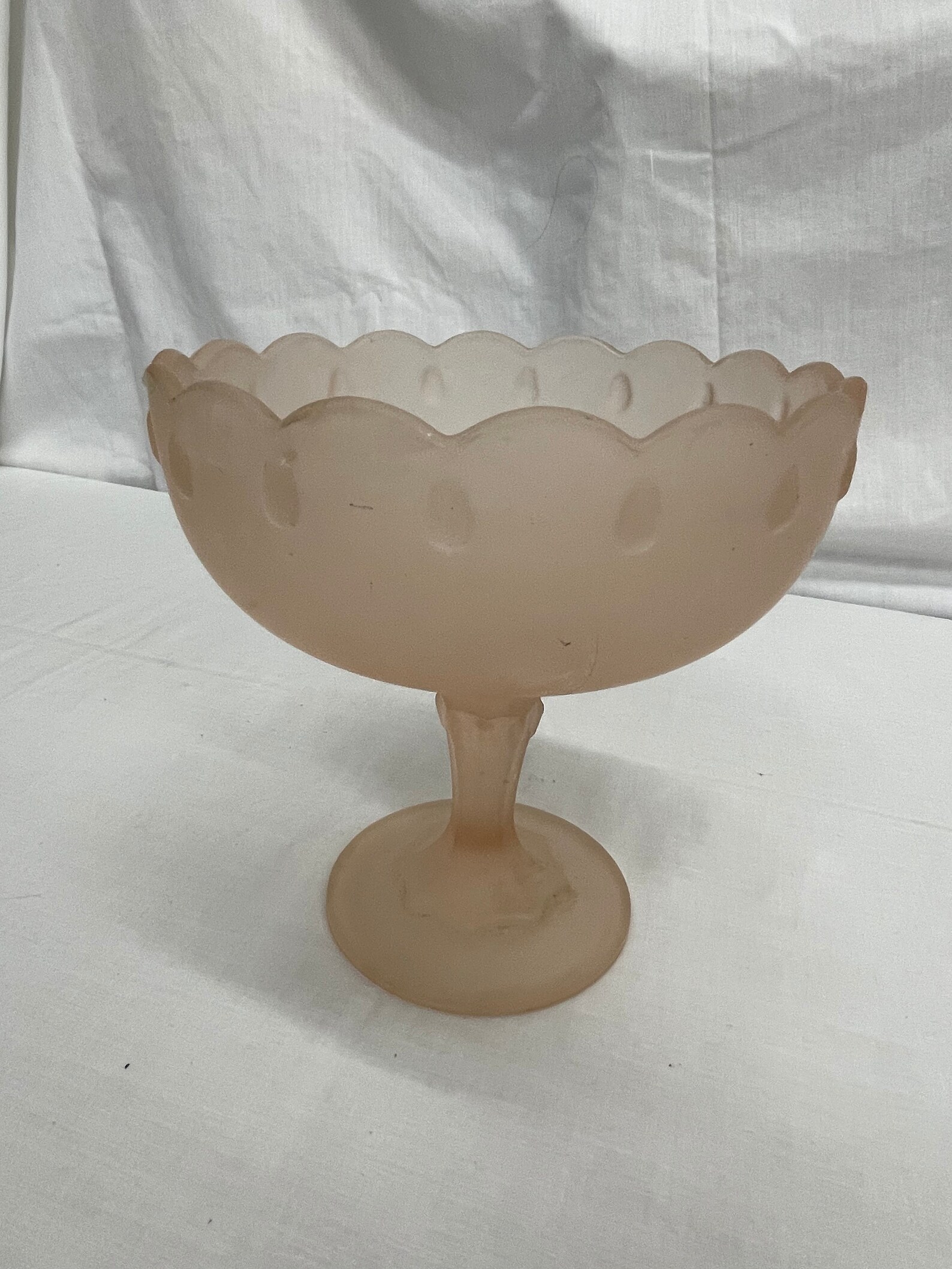 Vintage Footed Frosted Pink Bowl. Light Pink Glass Pedestal Etsy