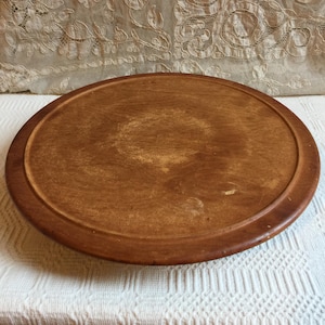 Vintage Lazy Susan of Wood and Composite Wood Base. Great for Spices in Kitchen Cabinet or on the Table.