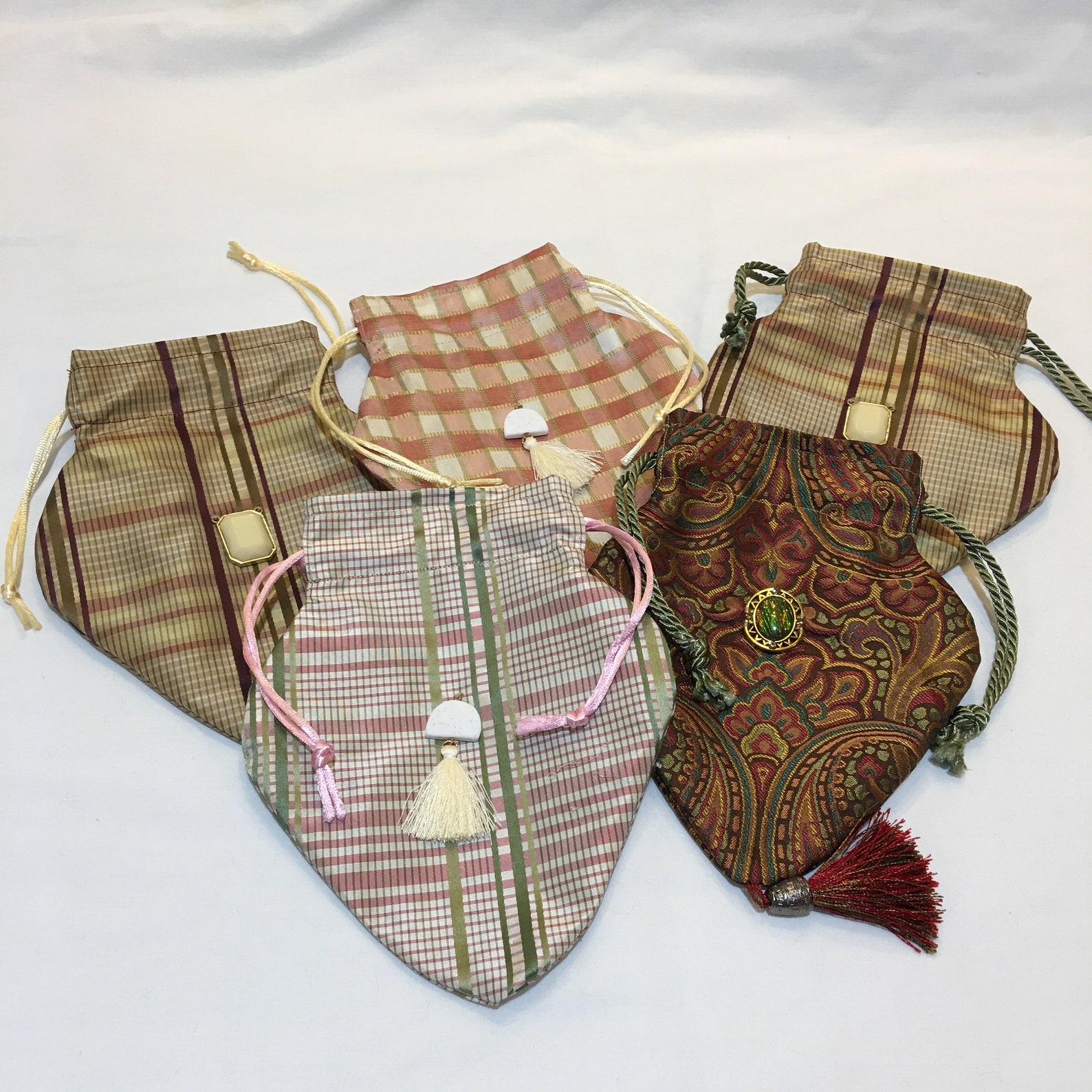 Handmade Silk Reticule Purse. Paisley or Check or Plaid Design Small ...