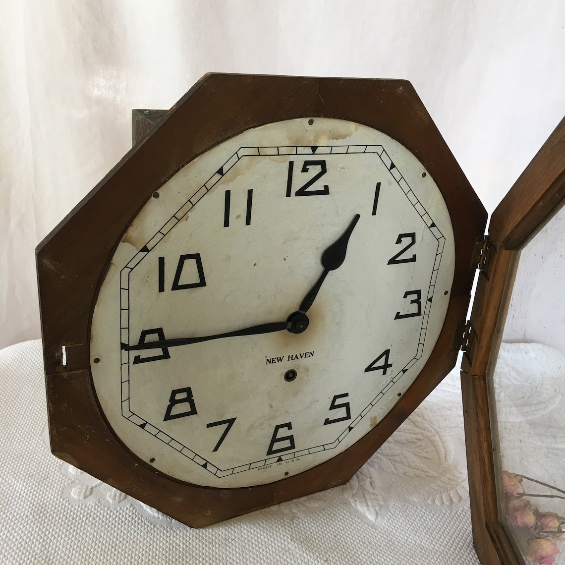 Antique the New Haven Clock Company 8 Day Time Clock. Octagon Etsy