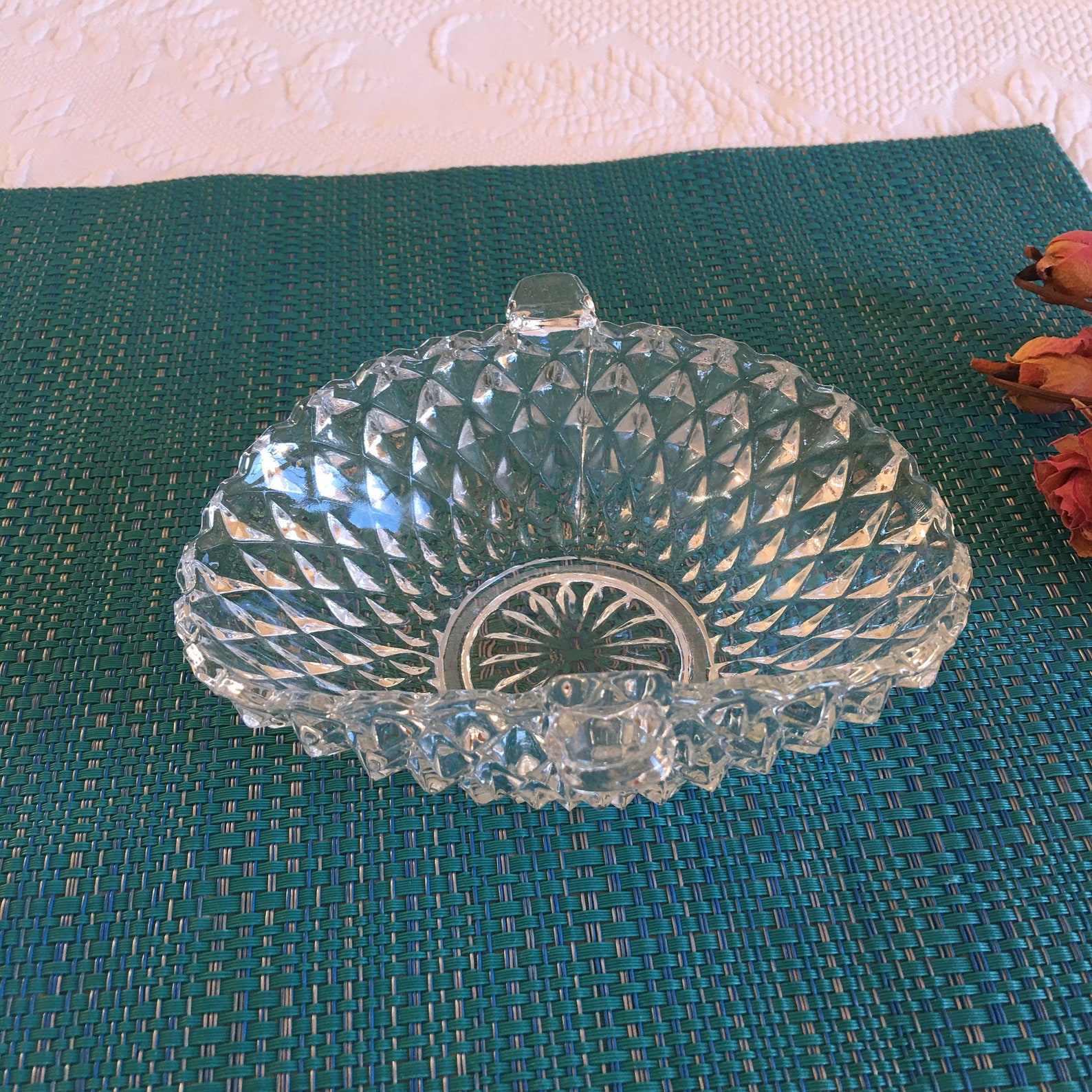 Vintage Clear Crystal Oval Candy Dish With Side Handles. Etsy