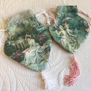 Handmade Cotton and Silk Reticule With Artist Designed Fabric, Green ...