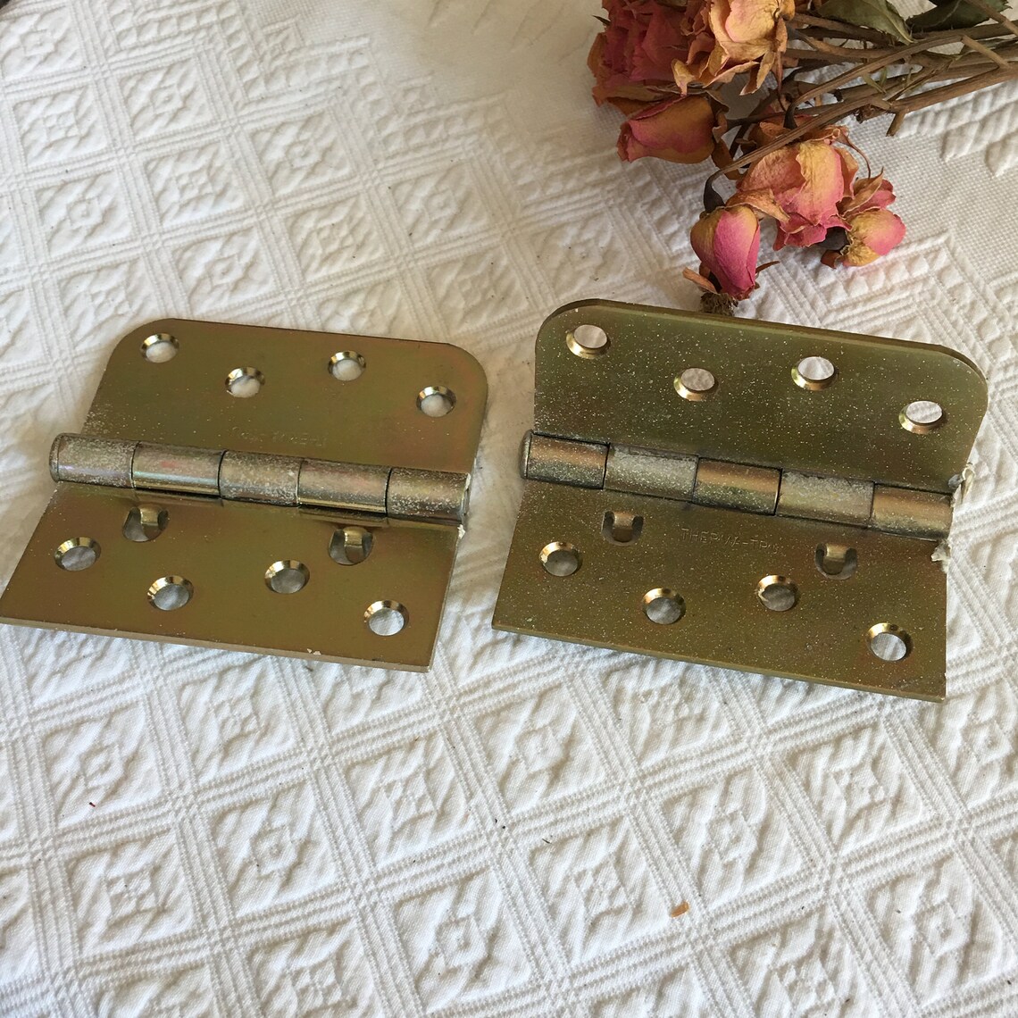 Vintage Door Hinges. ThermaTru Gold Brass Hinges. 7 Pictures. Etsy
