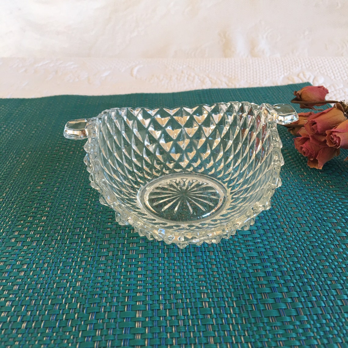 Vintage Clear Crystal Oval Candy Dish With Side Handles. Etsy