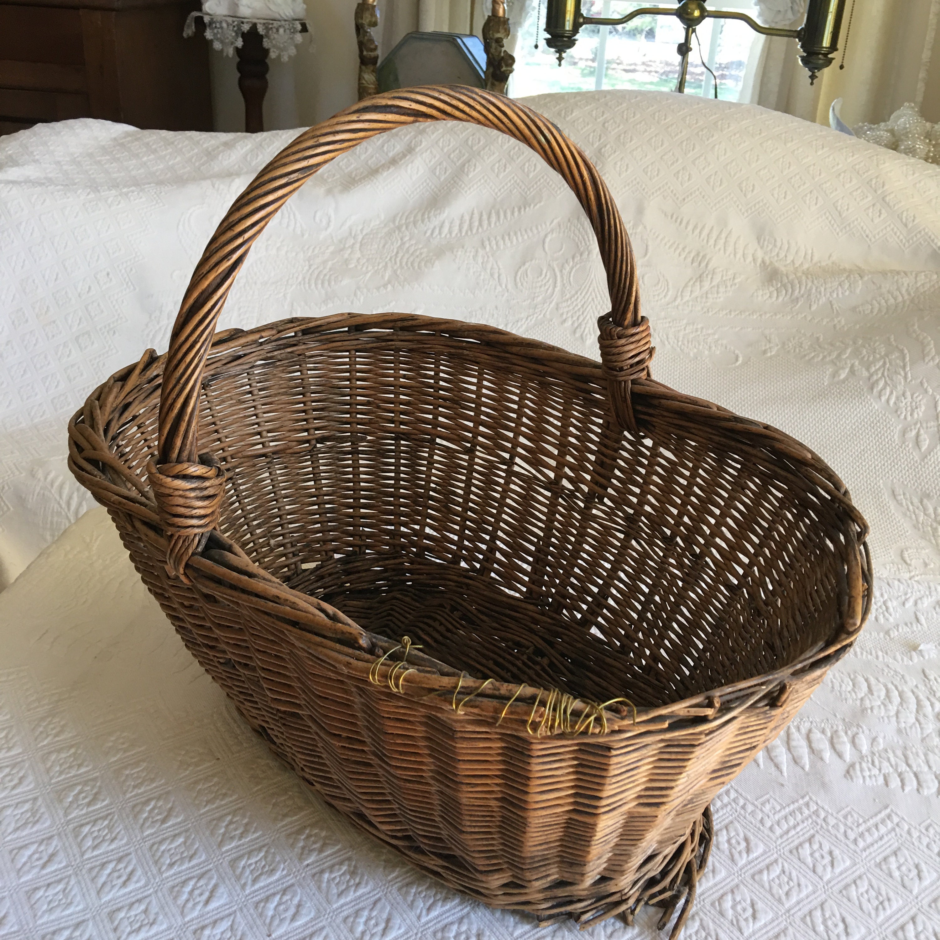 Antike Markt Korb. Ideal für ein antikes Display. Draht | Etsy