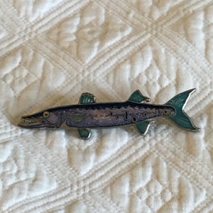 Vintage 1980s Fish Pin. Choose Your Fish Style by Pictures. Great for Wearing on a Fishing Cap. Iridescent Enamel and Pewter.