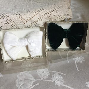 Vintage Mans Royal Bow Tie, Rust Resist. Evening Tux Attire Bow Tie Crushed Velvet. Choose White or Green Bow Tie. Listing for One Boy Tie.