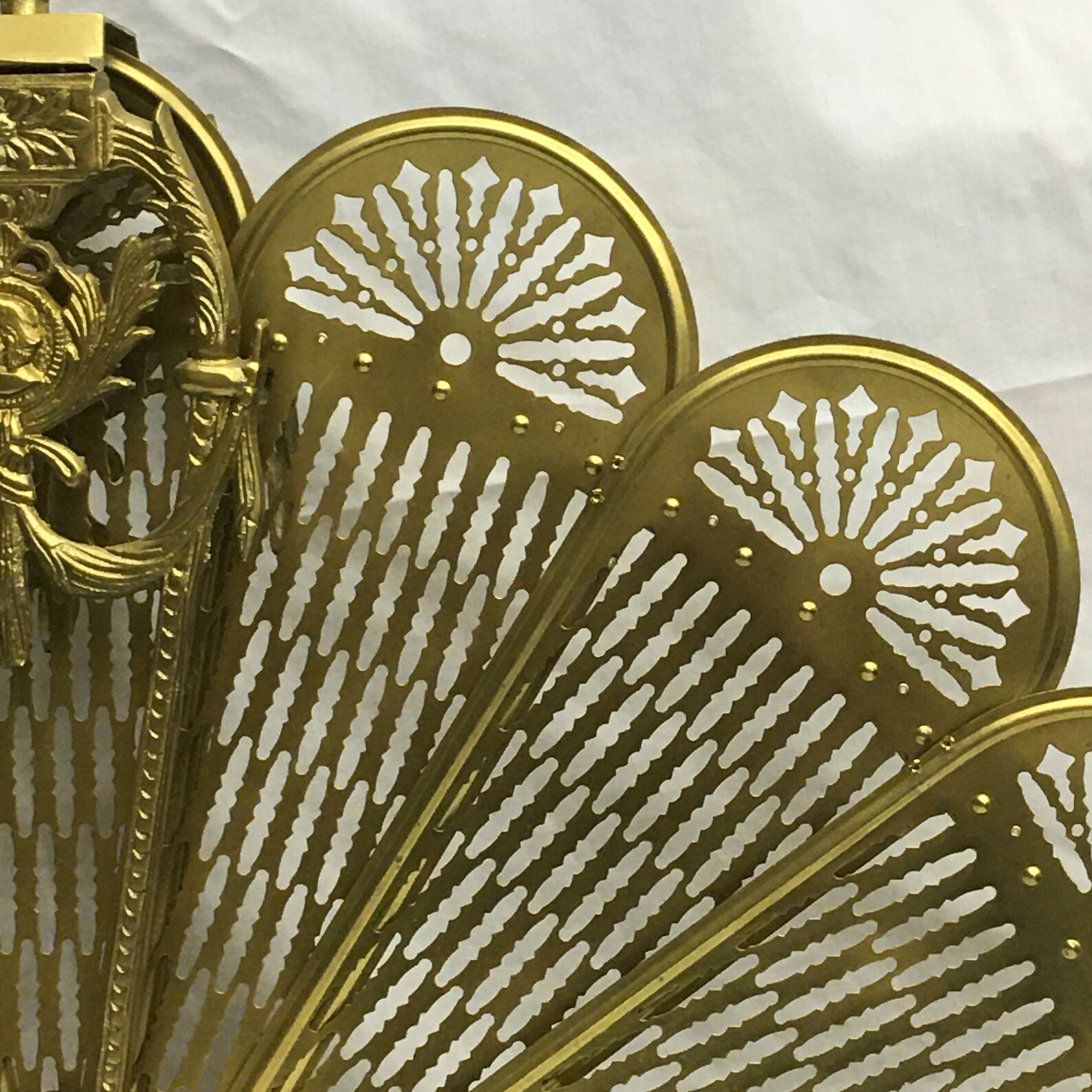 Vintage Brass Fan Fireplace Screen. Folding Fan for Compact Etsy