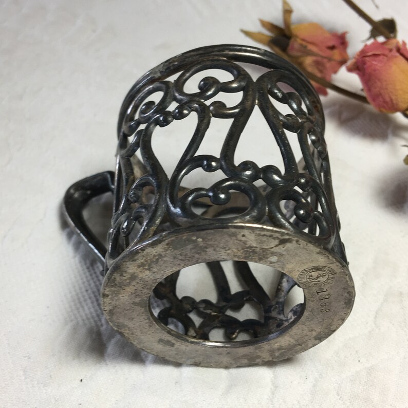 Vintage Silver Plate Cup Holder. Ornate Openwork Swirly Etsy