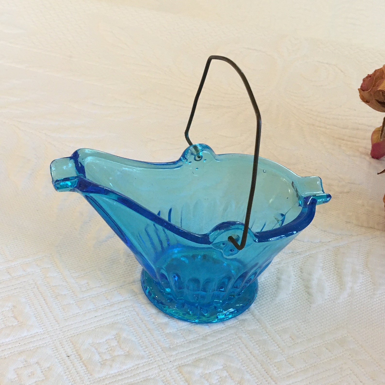 Vintage Blue Glass Ashtray. Aqua Blue Coal Bucket Shaped Etsy