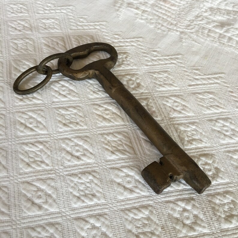 Vintage Cast Iron Key for Large Lock. Key Attached to Two Etsy