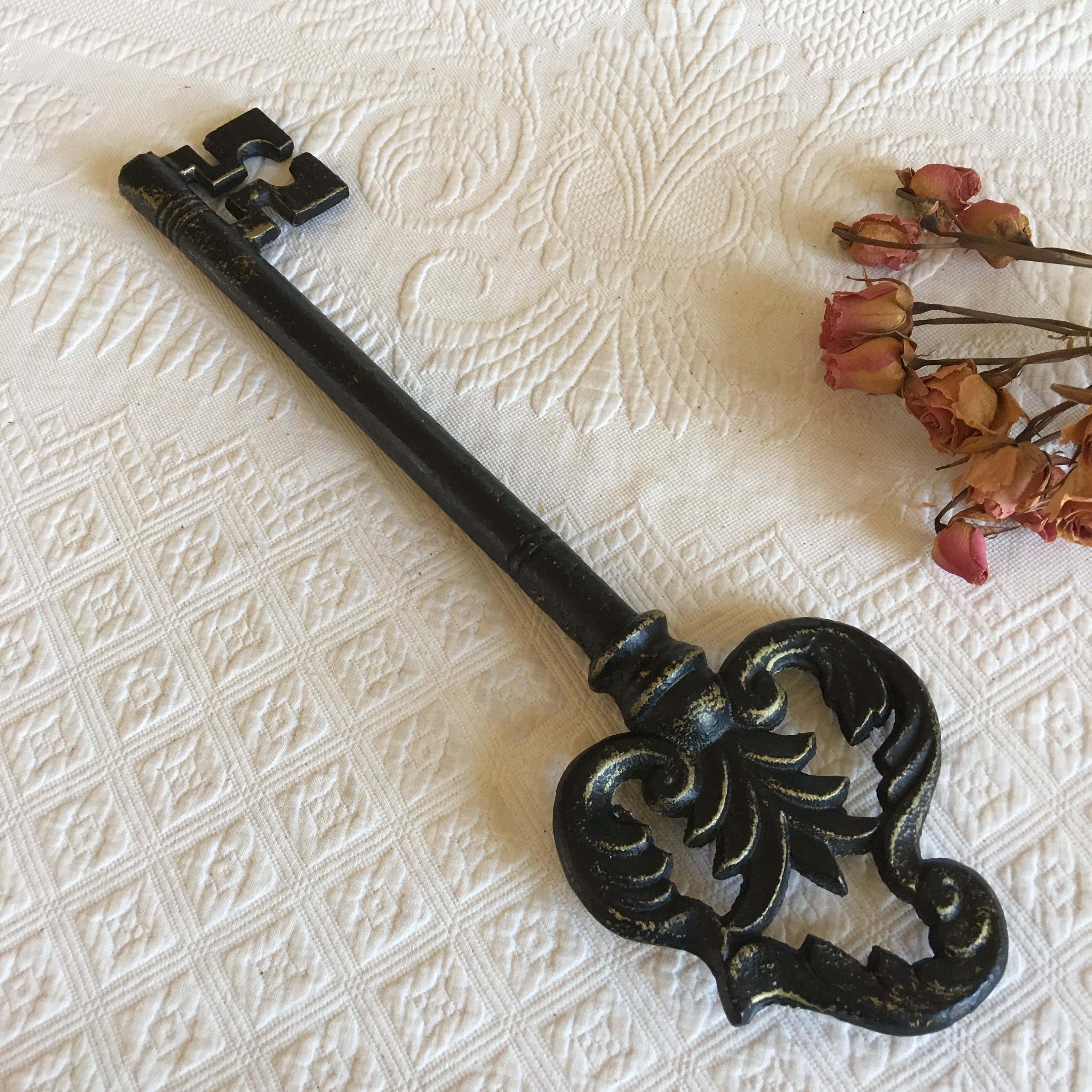 Vintage Large Key. Cast Iron Black Fancy Wall Decoration Key. Etsy