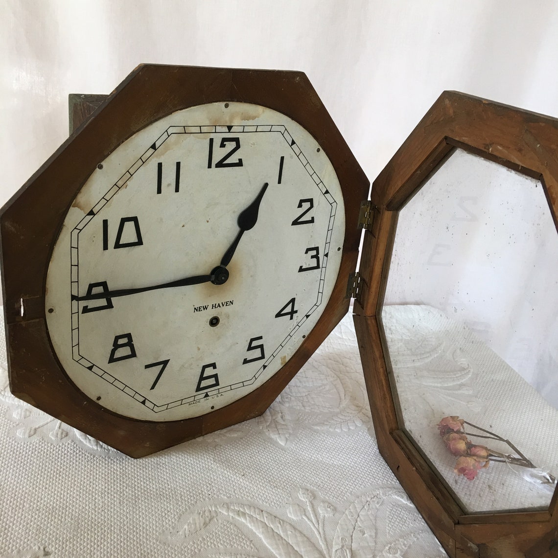 Antique the New Haven Clock Company 8 Day Time Clock. Octagon Etsy