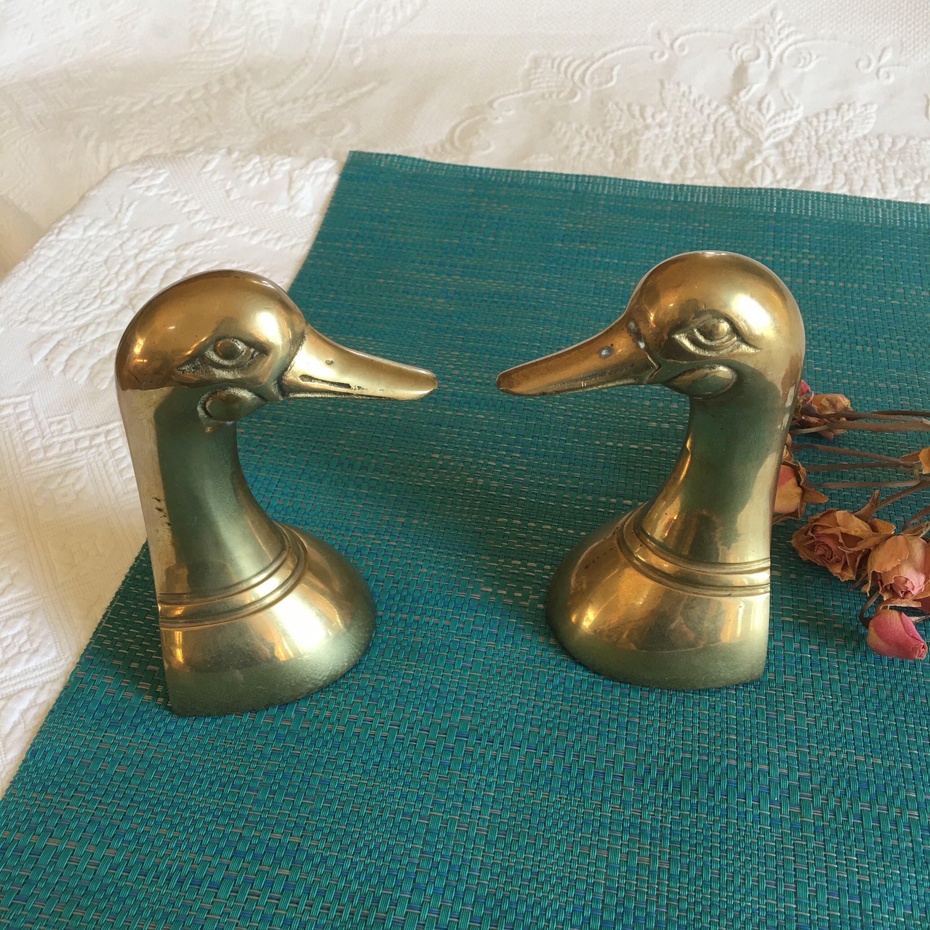 Small Brass Duck Head / Brass Screw on Duck Head Topper / Brass