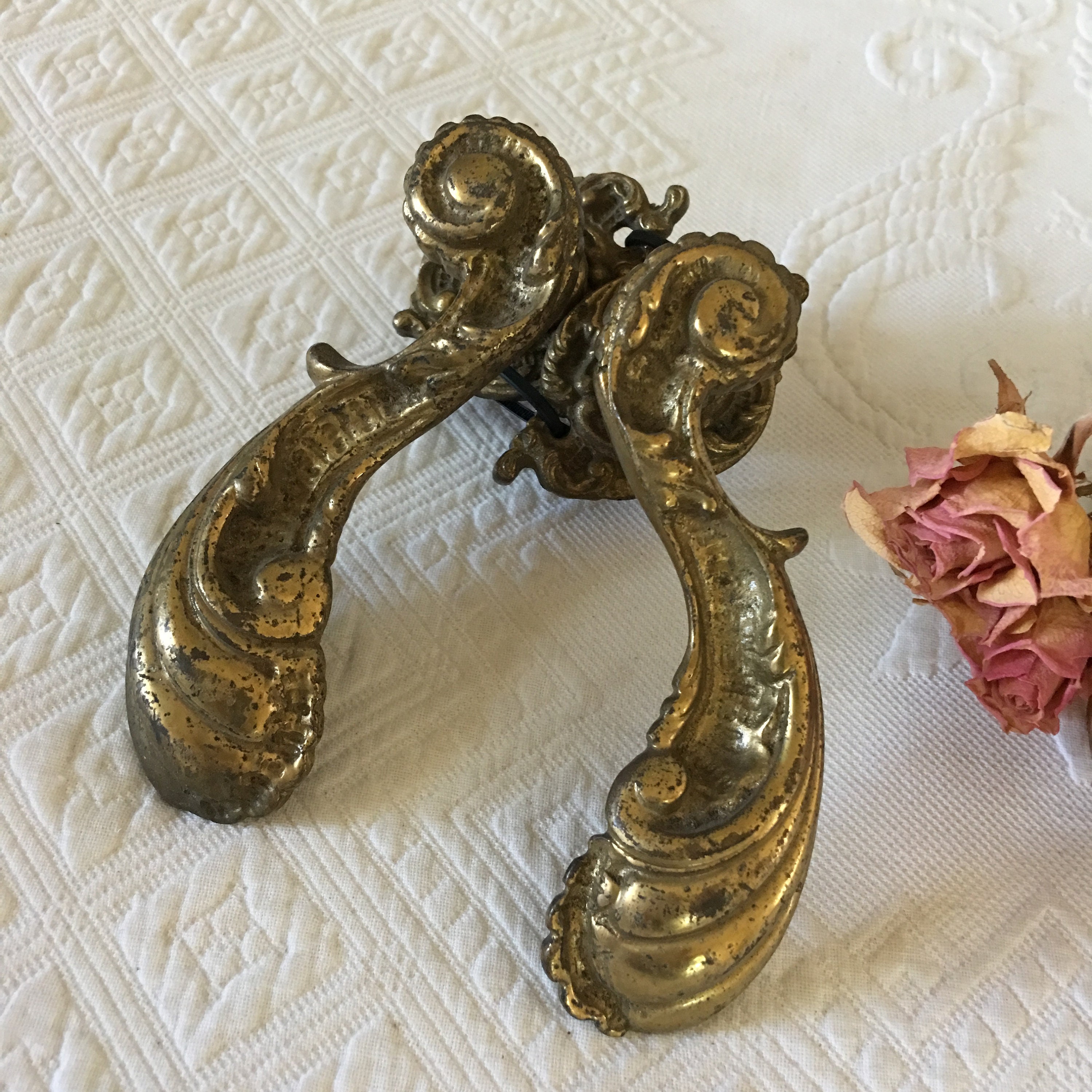 Vintage Door Handles. Decorative Pair of Gold Swirling Etsy
