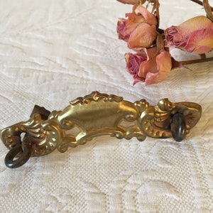 Vintage Decorative Dresser Ornament. Molded Gold Pull Backing.  Repurpose For Other Crafting Projects.