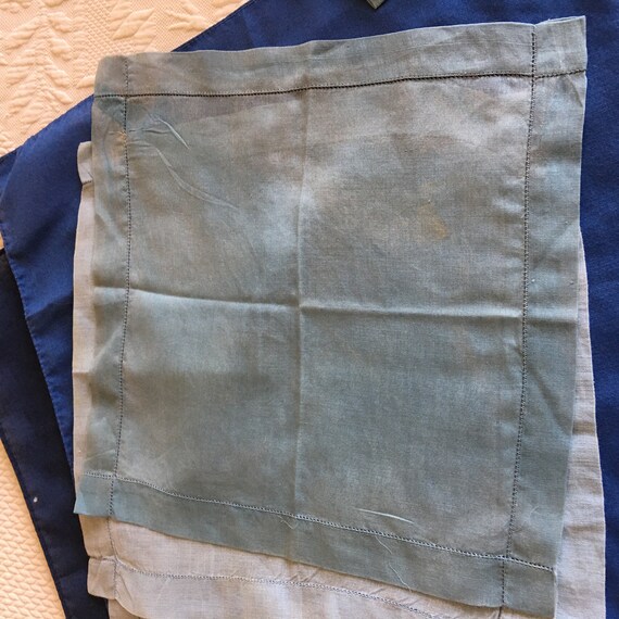 Vintage 7 Blue Handkerchiefs in Coordinating Blue… - image 2