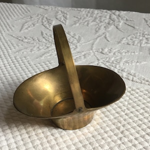 Vintage Solid Brass Basket Bowl With Top Swing Handle. Choose Made in India or Penco Industries Brass Basket. Not for Use With Food.