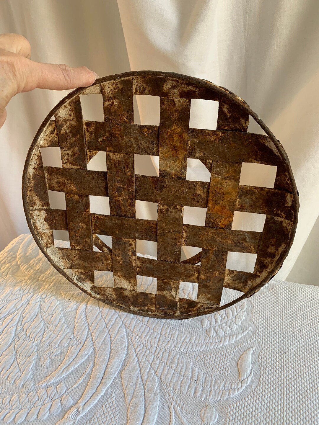 Primitive Spring Plate Antique Rustic Primitive Openwork Woven Lattice Plate. Great for Rustic ...