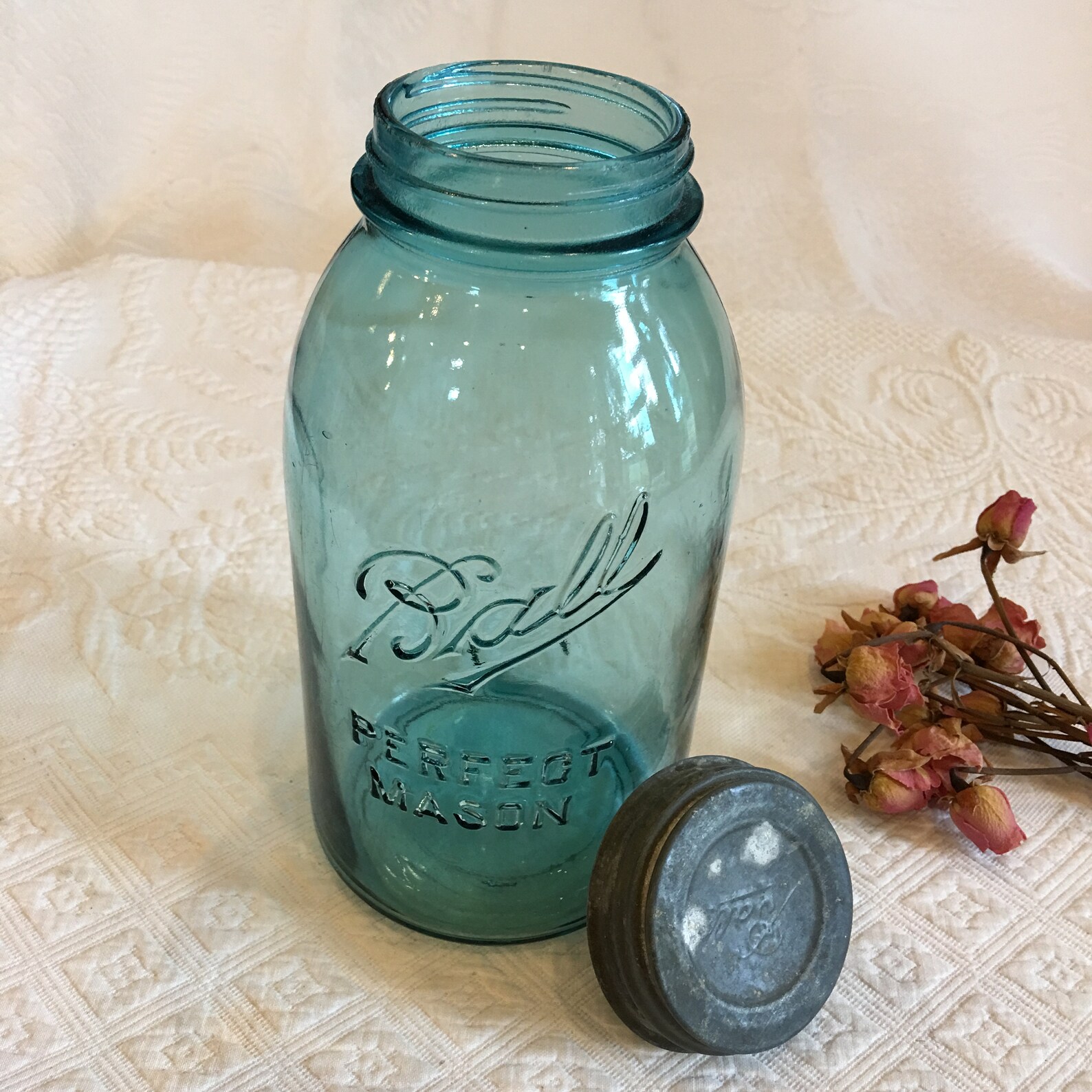 Vintage Ball Perfect Mason 2 Qt. Jar With Zinc Screw On Lid Etsy