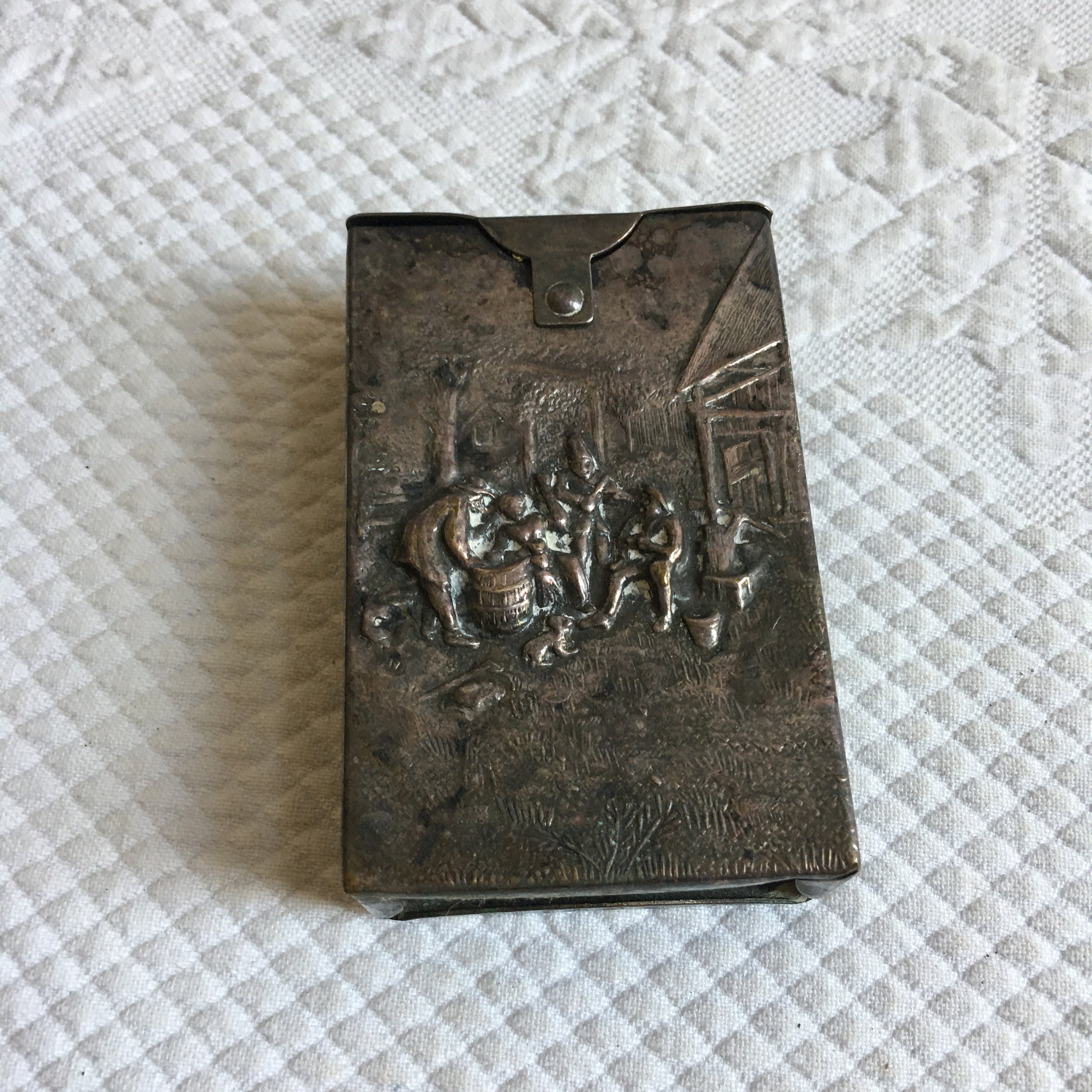 Vintage 1940s Hans Jensen Silver Plate Cigarette Case With Repose