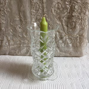 Vintage Fairy Light Clear Glass Starburst and Square Designs in Glass of Angel Light Fairy Lamp. Stand on Candlestick Base for Dressy Look.