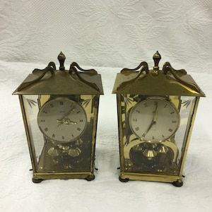 Vintage Schatz 400 Day Clock, Glass and Gold Tone Viewing Mechanism Clock. Choose From Two Styles of the Schatz Clock. Top Removing Case.