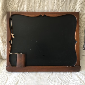 Vintage Blackboard with Decorative Frame Around, Chalk Trough at Bottom and Attached Eraser. Rings to Hang. Great for Kitchen Grocery List.
