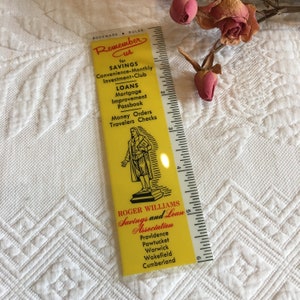Vintage 1950s Bookmark Rules. Roger Williams Savings and Loan Association Give Away Ruler Bookmark. Savings and Loan Advertising Give-Away. image 1