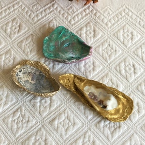 Lovely 3 Natural Seashells Painted in Iridescent Gold, Teal and Lavender. Great to Add to a Shell Display for a Decorative Accent.