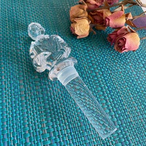 Vintage Bottle Stopper. Crystal Waiter Carrying a Wine Bottle & Tray on Glass Stopper. Wine Topper Decoration. Great for the Home Bar.