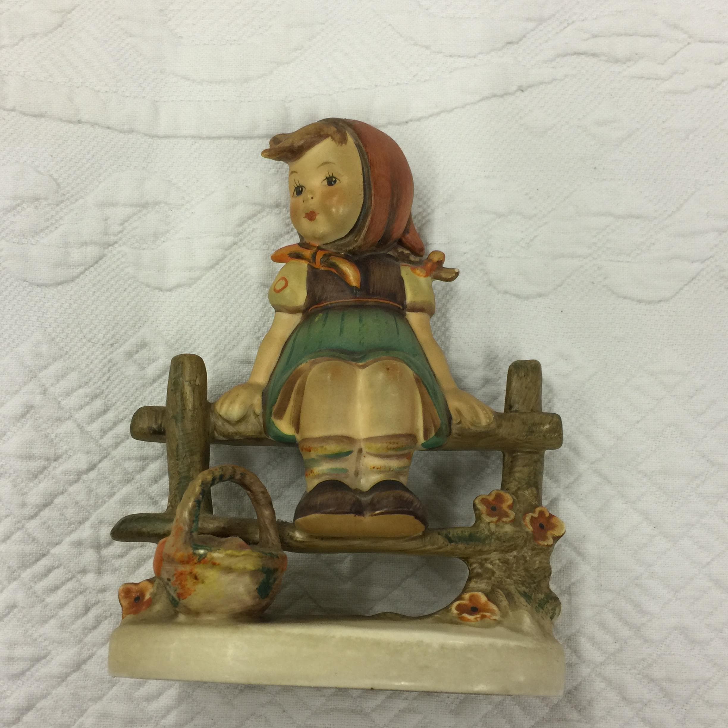 Vintage 1938 Original Just Resting Goebel Figurine, Girl on Fence