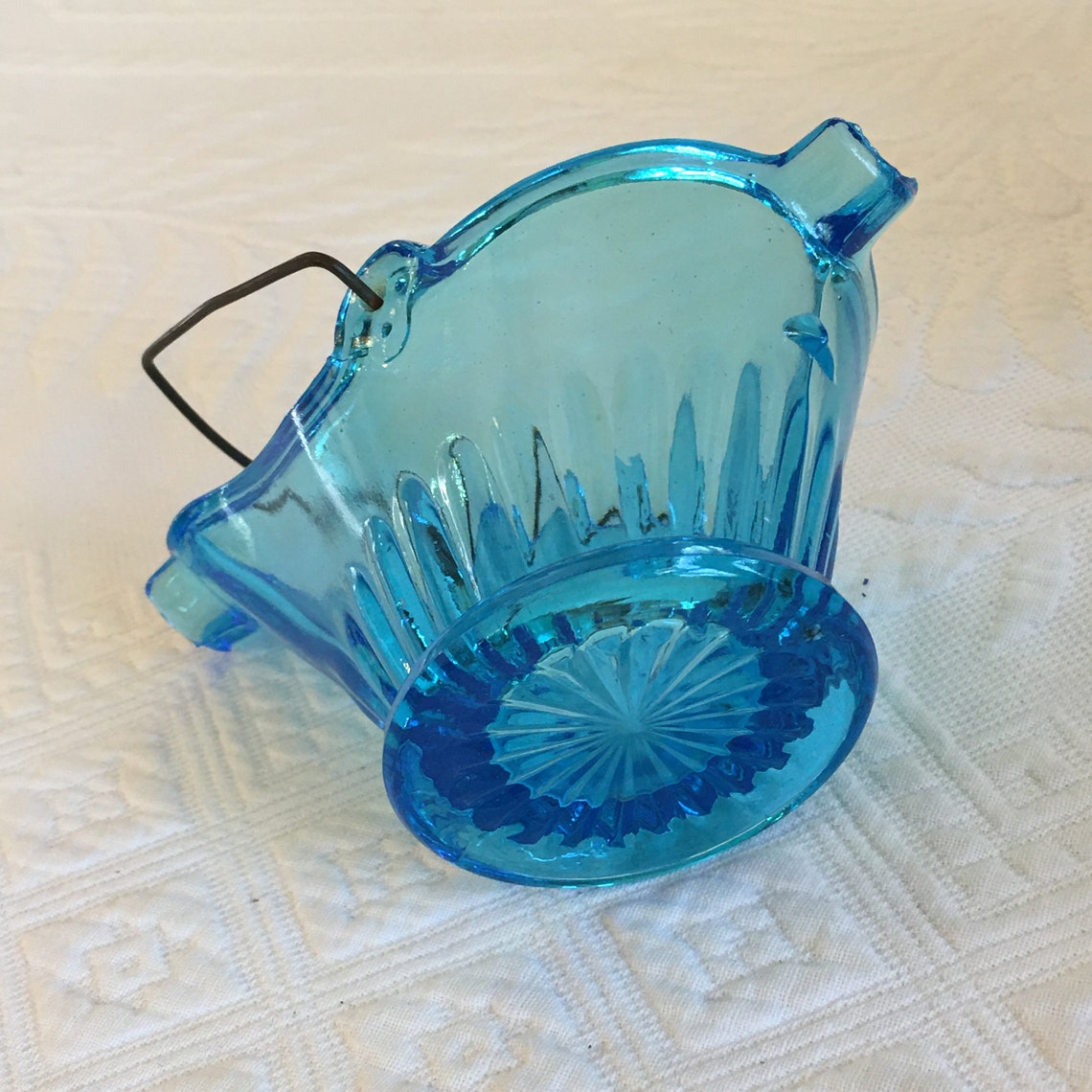 Vintage Blue Glass Ashtray. Aqua Blue Coal Bucket Shaped Etsy
