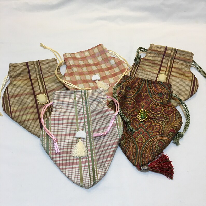 Handmade Silk Reticule Purse. Paisley or Check or Plaid Design Small ...