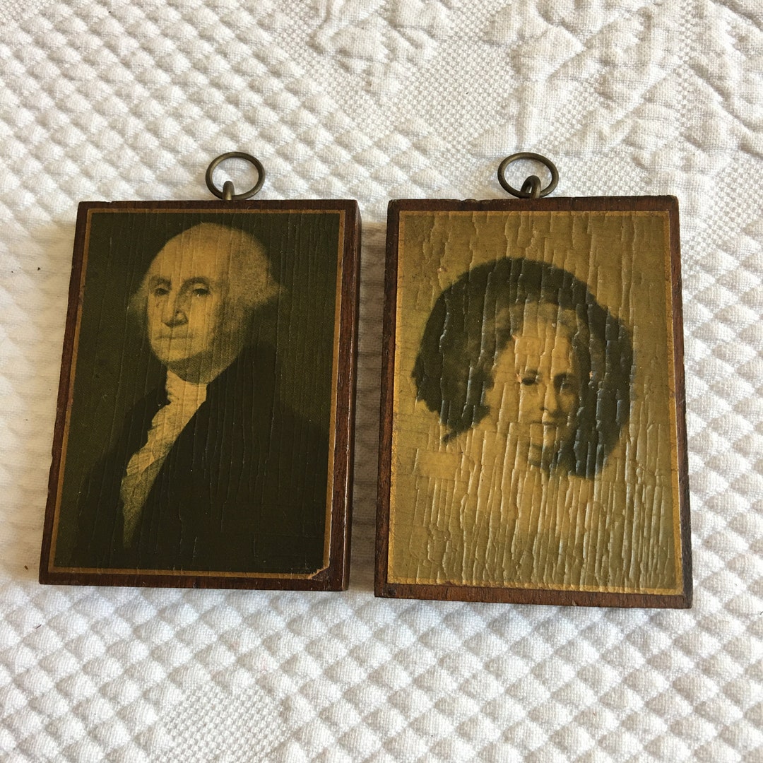 Antique George and Martha Washington Miniatures. Stuart Portrait ...