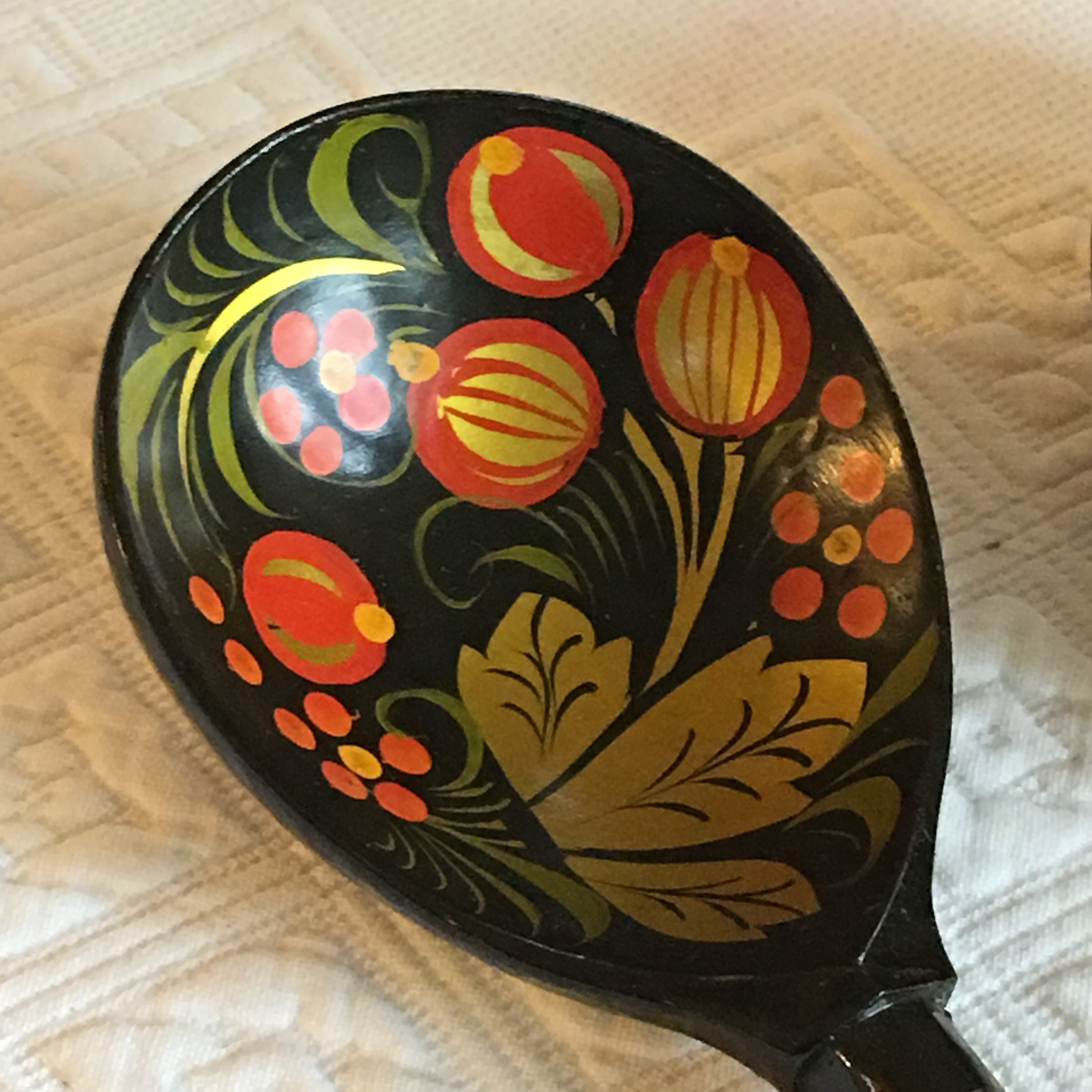 Traditional Russian Hand-Painted Khokhloma Spoons Set Of 6 Wooden Spoons Golden Red Kitchen Accessories Tableware Serving Dishes Russian Souvenir Unique Gift